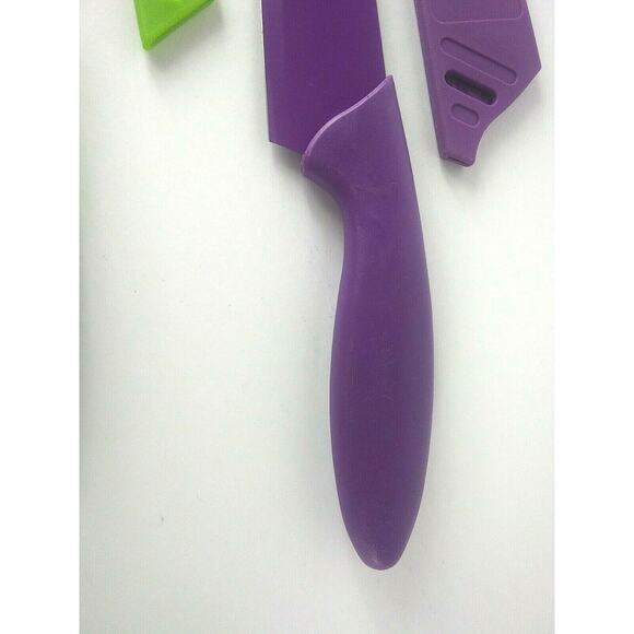 Stainless Steel Plastic Handled Knives Colorful With Sheaths Purple Green - Picture 5 of 12